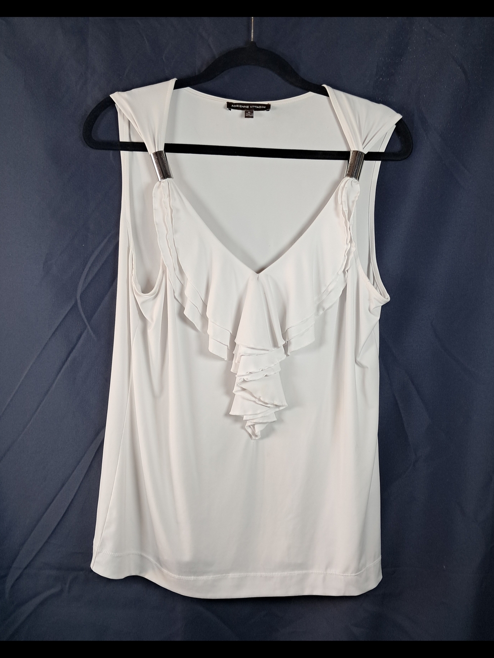 Adrienne Vittadini Cream Ruffle V-Neck Sleeveless Camisole